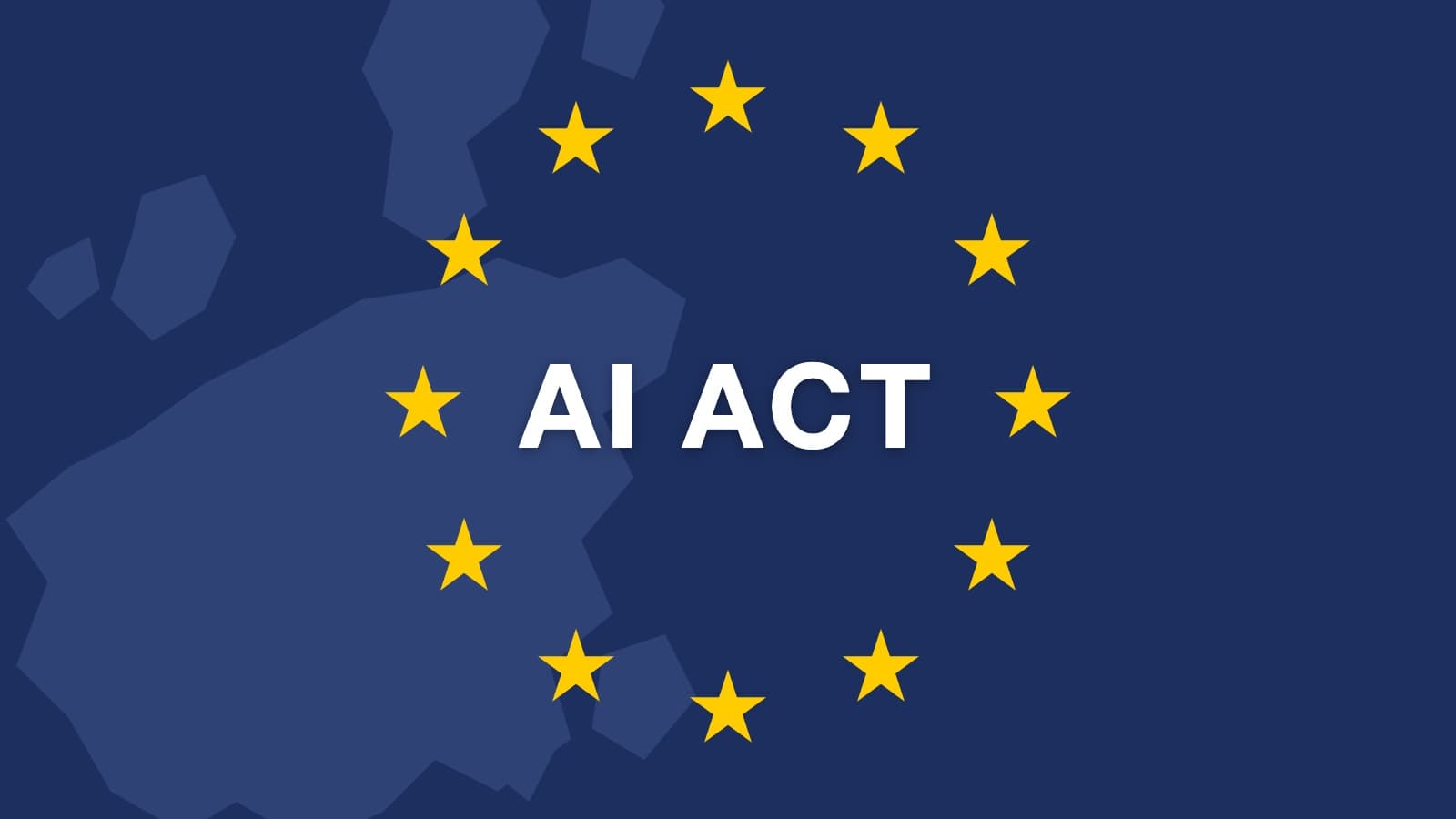 AI Act sur les étoiles du drapeau européen